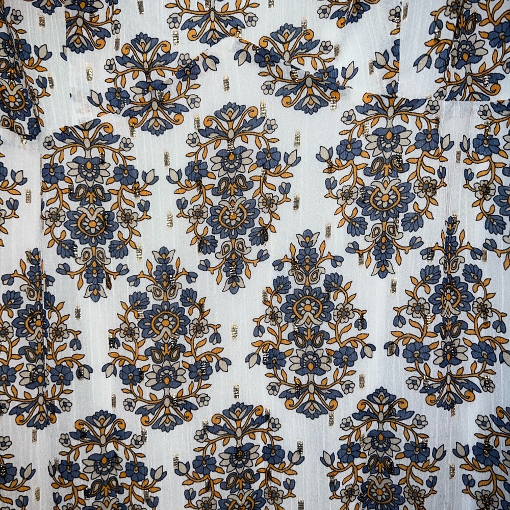 Express White And Brown Patterned Long Sleeve Dre… - image 4